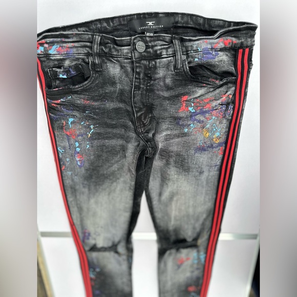 Jordan Craig Stressed Denim Jeans | Blck/Striped | Size 30/32 - Picture 4 of 6